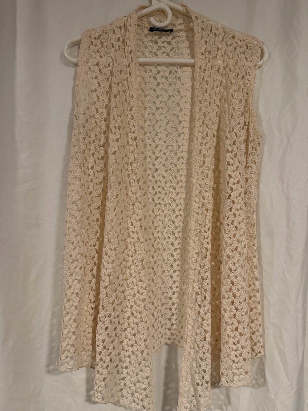 Brittany Black Lace Crochet Vest in Cream